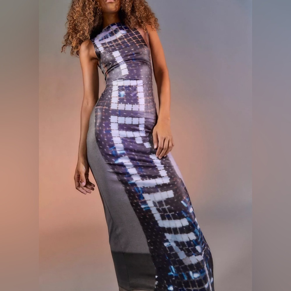 NWT Fiorucci Tile Dress Illusion Midi Dress